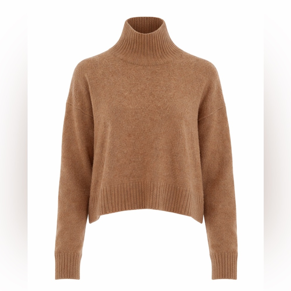 Free People 100% Cashmere Funnel Neck Sweater Brown Oversized‎ L